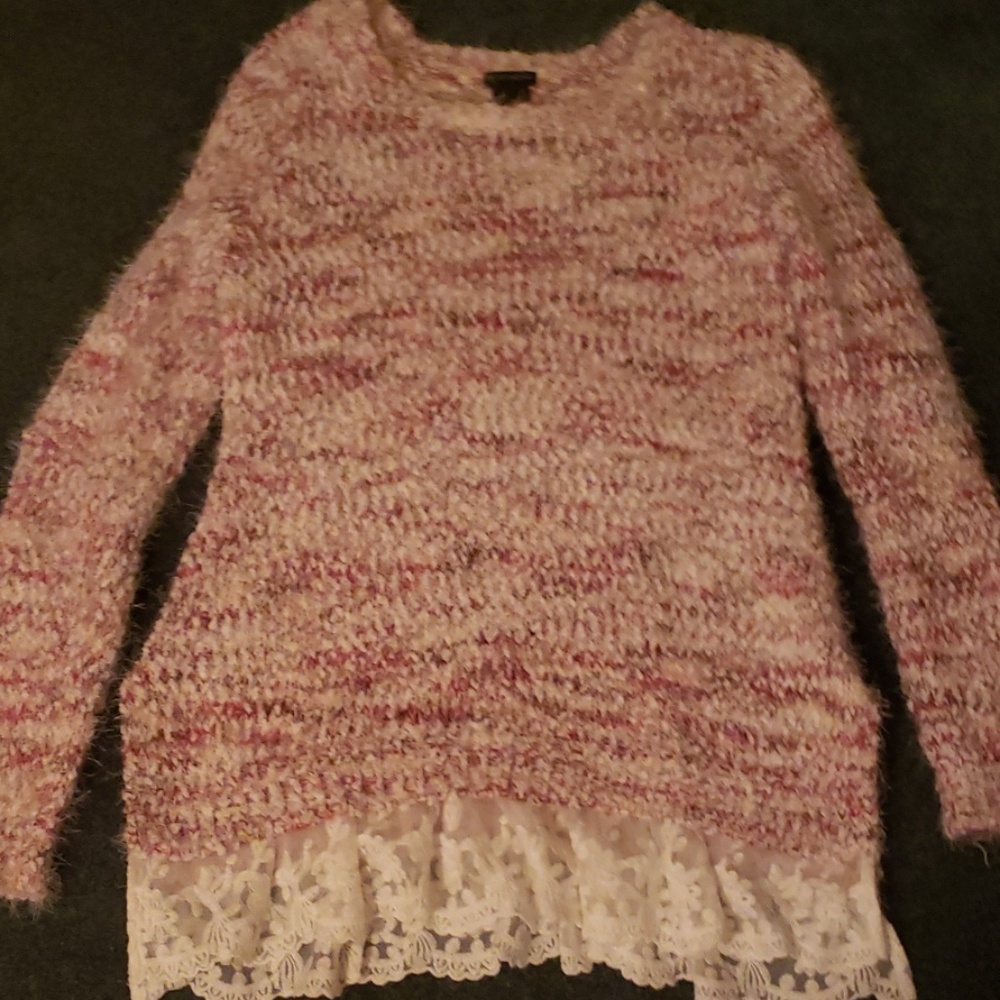 Lace bottom Cashmere sweater